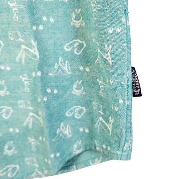 Modern Amusement Mens Button Up Shirt Size XL Blue White Camping Print Casual - Picture 2 of 10